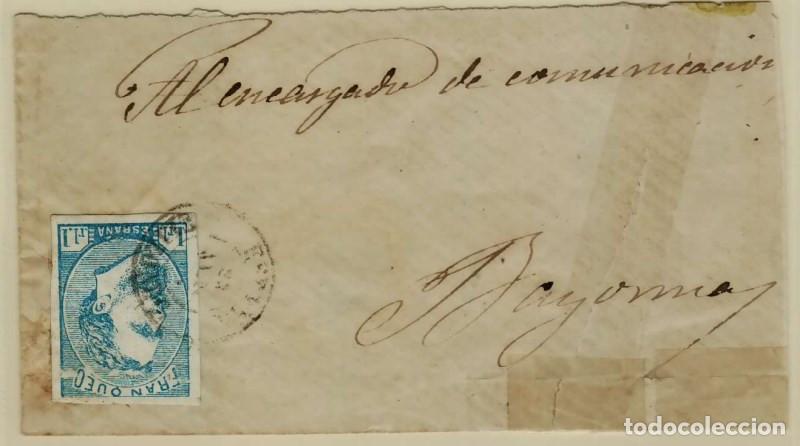 Sellos: FA3252. Emisi&oacute;n 1-07-1873. Carlos VII. Vascongadas y Navarra. Elizondo a Bayona