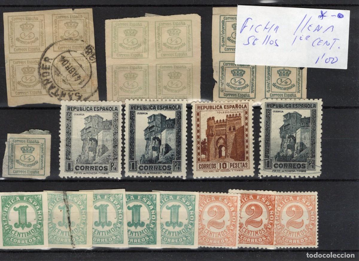 Timbres: PC687 Sellos Espa&ntilde;a ficha llena sellos primer centenario en nuevo y usado