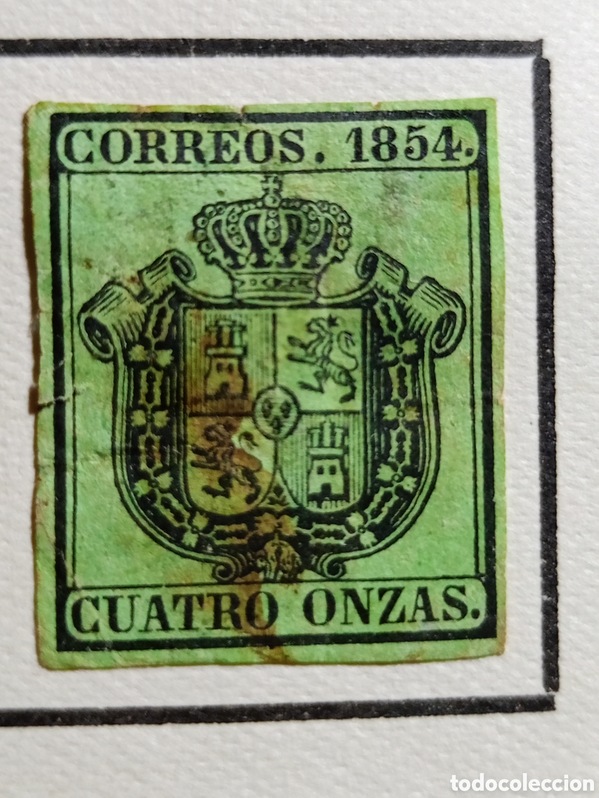 Selos: Edifil 30. Cuatro onzas. Escudo de Espa&ntilde;a. Servicio oficial, a&ntilde;o 1854