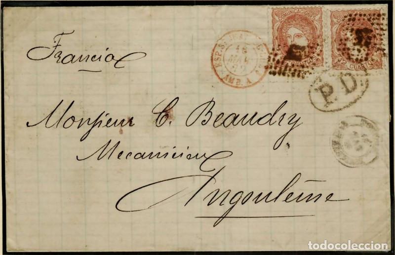 Stamps: FA2980. Emision 1-1-1870. Correo circulado de Tolosa a Angouleme