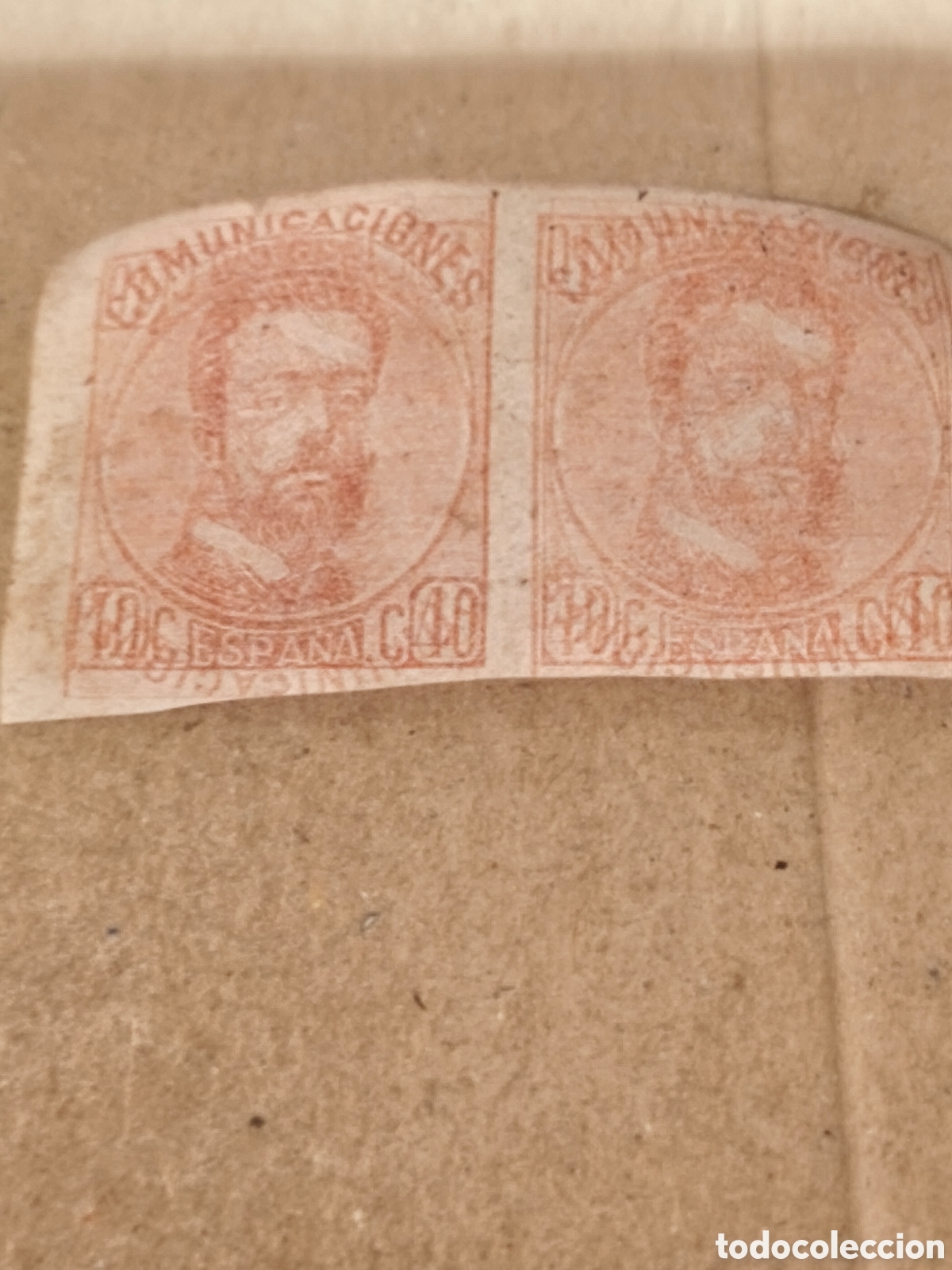 Sellos: Pareja de sellos cl&aacute;sicos serie Amadeo n 125 nuevo con goma** ,maculatura ,40 cts casta&ntilde;o ver