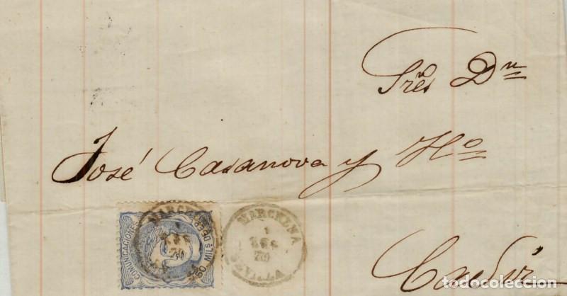 Sellos: FA4046. 1870, Carta circulada de Marchena a Cadiz