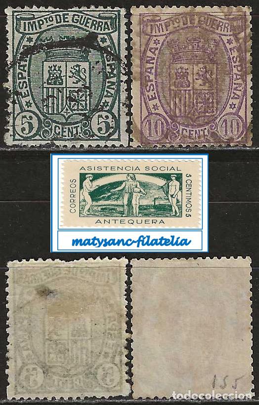 Sellos: ESPA&Ntilde;A 1875. EDIFIL 154/155. SERIE COMPLETA. &rdquo;ESCUDO DE ESPA&Ntilde;A&rdquo;. USADA.