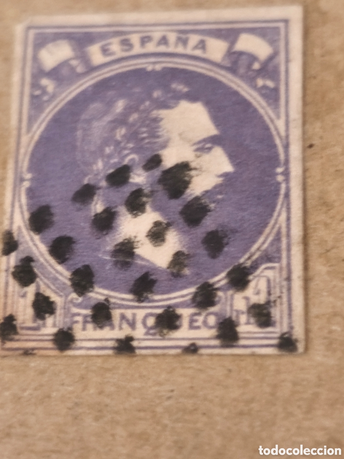 Francobolli: Sello cl&aacute;sico carlista n 158 ,usado rombo de puntos ,1 real violeta muy escaso usado ver