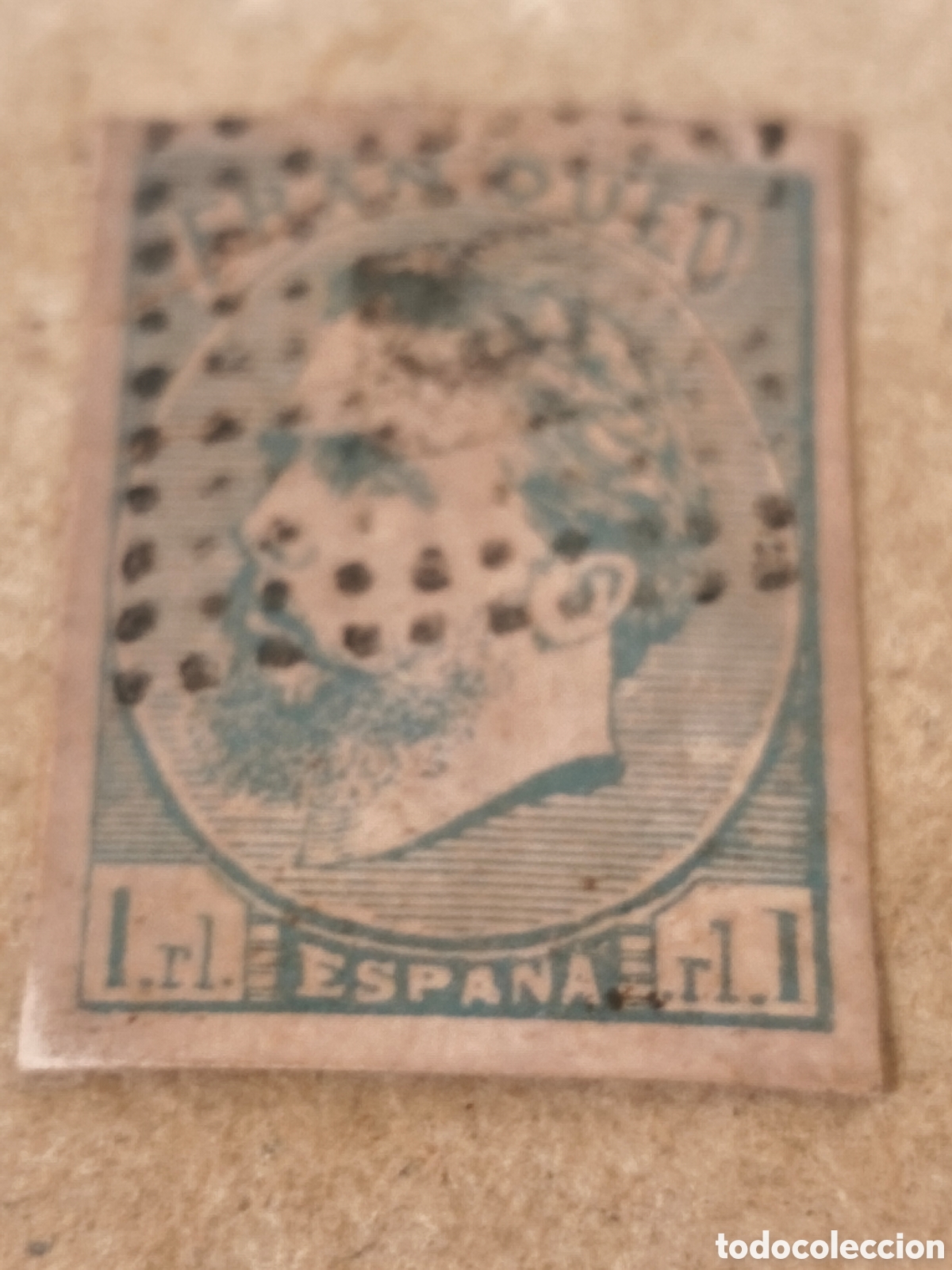 Selos: Sello cl&aacute;sico carlista de Espa&ntilde;a n 156 usado rombo de puntos muy escaso ,1 real azul ver