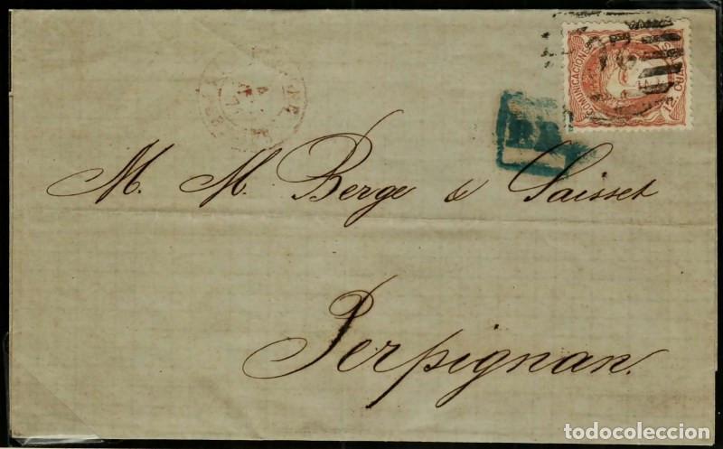 Sellos: FA2984. Emision 1-1-1870. Correo de Gerona a Perpi&ntilde;an