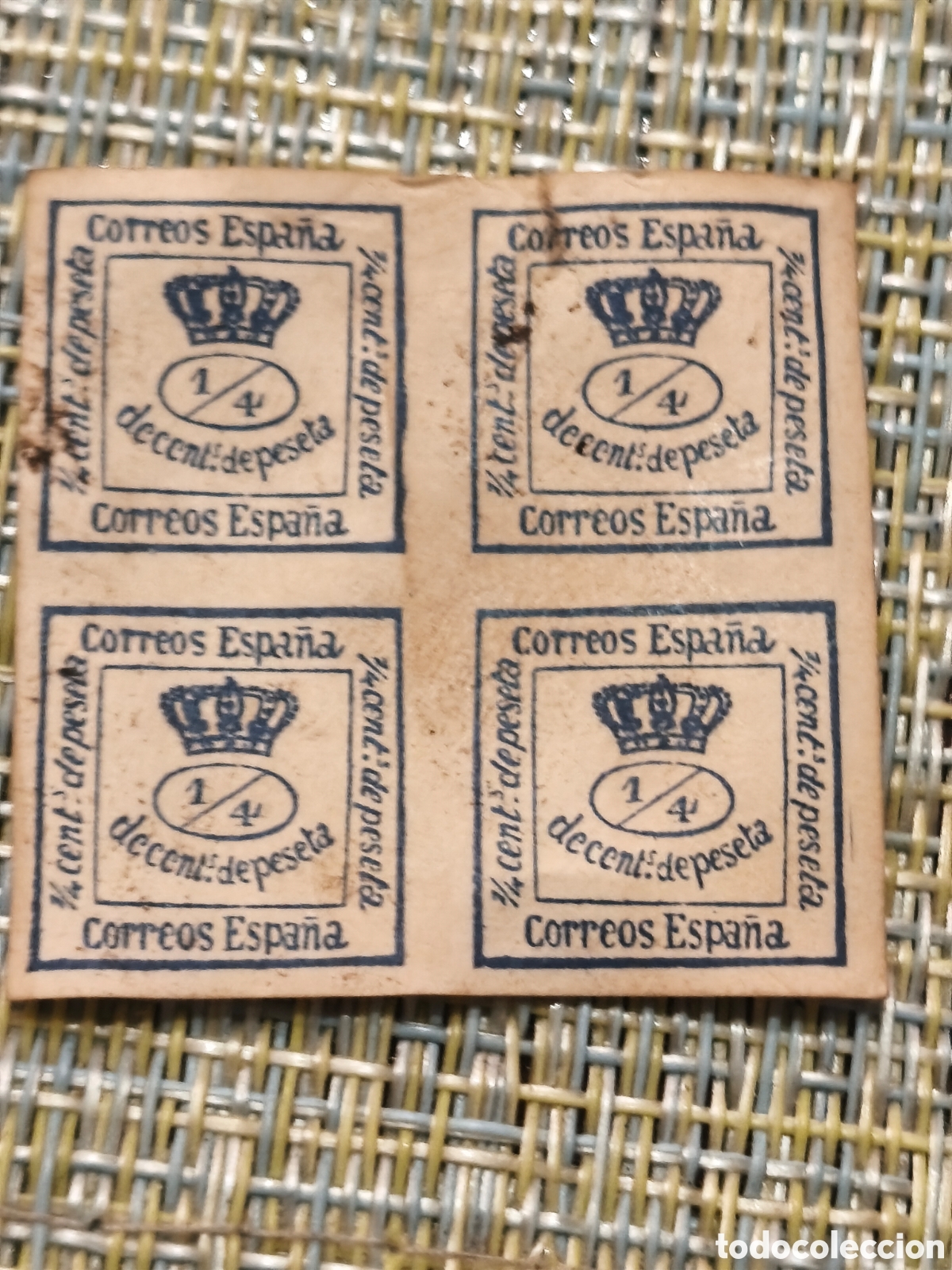 Briefmarken: Sello cl&aacute;sico de Espa&ntilde;a n 115 nuevo con goma** algo el papel sobado ,4 cuartos azul ver