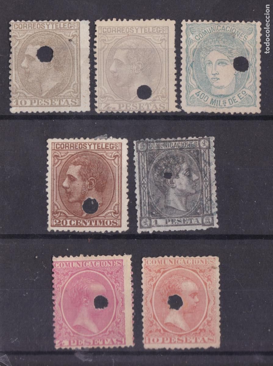 Sellos: FC4-90-CLASICOS x 7 Sellos Usados Taladro TELEGRAFOS
