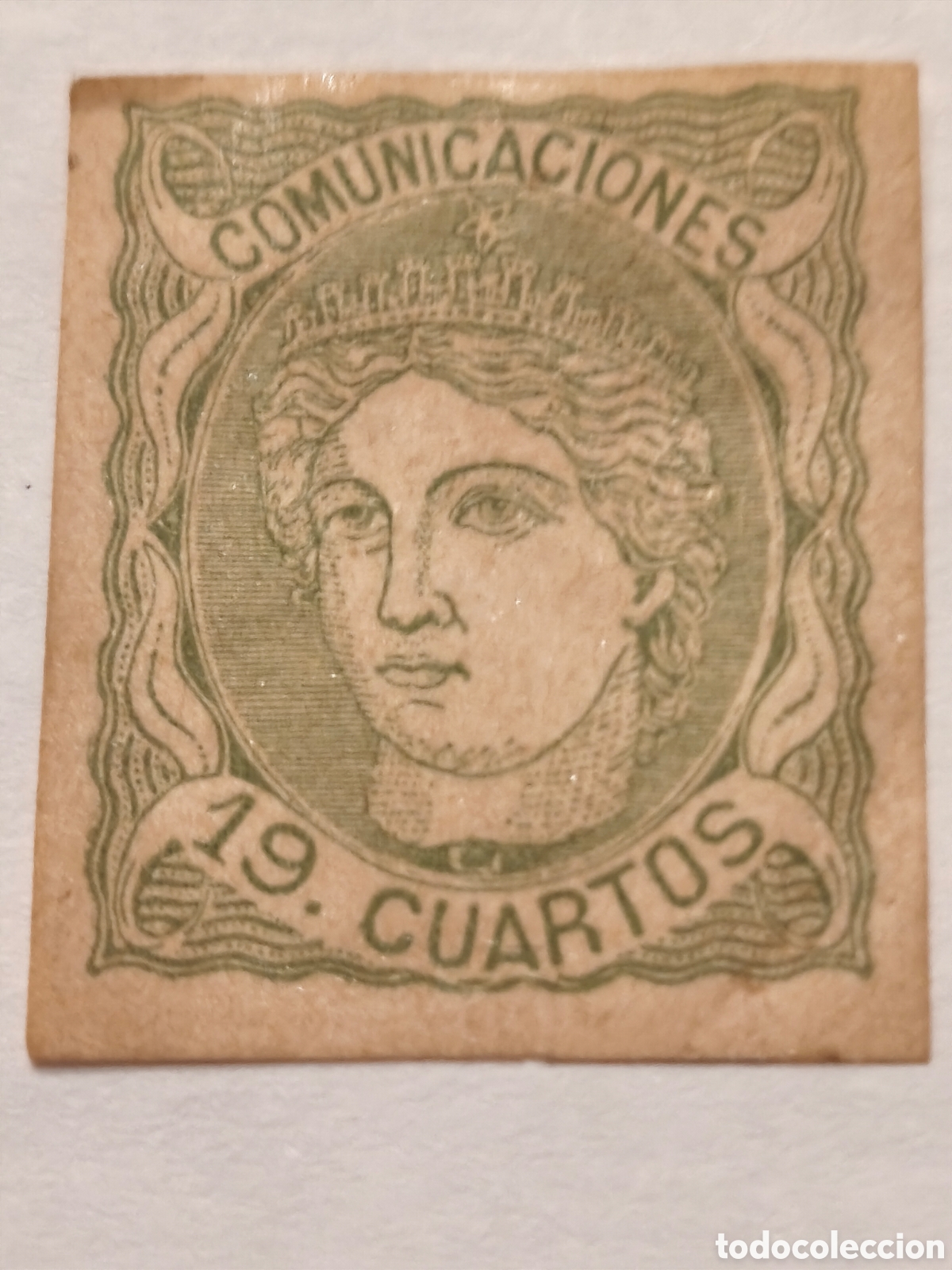 Sellos: Sello cl&aacute;sico de Espa&ntilde;a n 114 A,nuevo con goma **,variedad sin dentar,escaso ,19 cuartos verde,ver