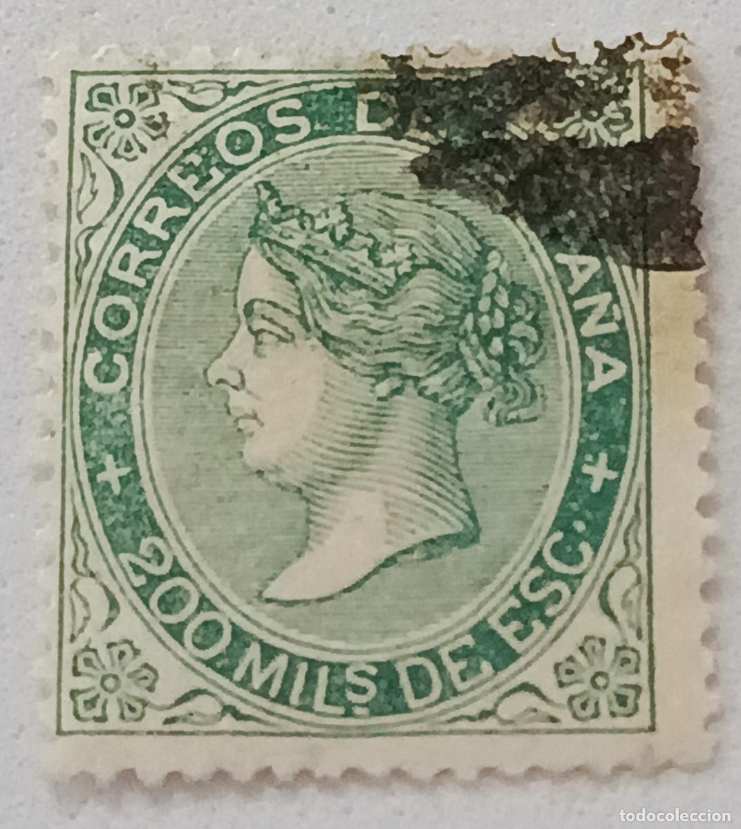 Briefmarken: Sello Espa&ntilde;a 1868, Edifil 100, Isabel II