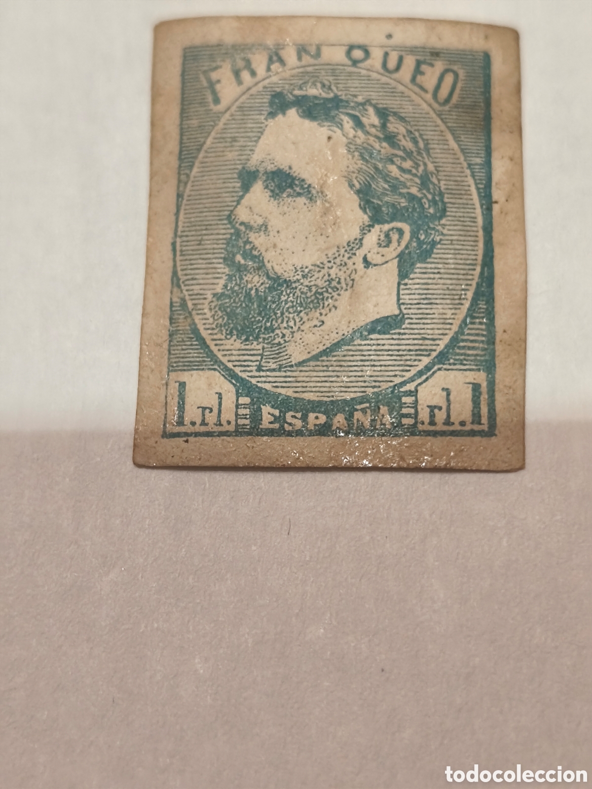Sellos: Sello carlista de Espa&ntilde;a n 156 nuevo con goma** muy escaso 1 real azul ver