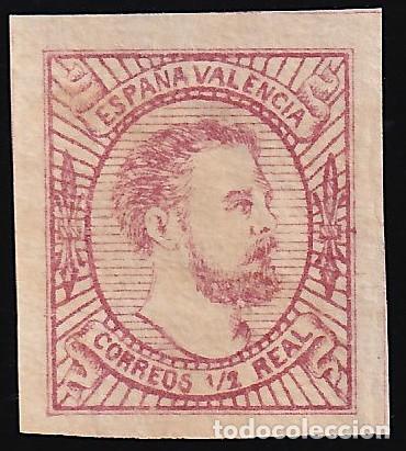 Selos: ESPA&Ntilde;A, Correo Carlista, 1874 EDIFIL N&ordm; 159 /**/, &frac12; r. rosa, [Tipo I. / SIN FIJASELLOS.]
