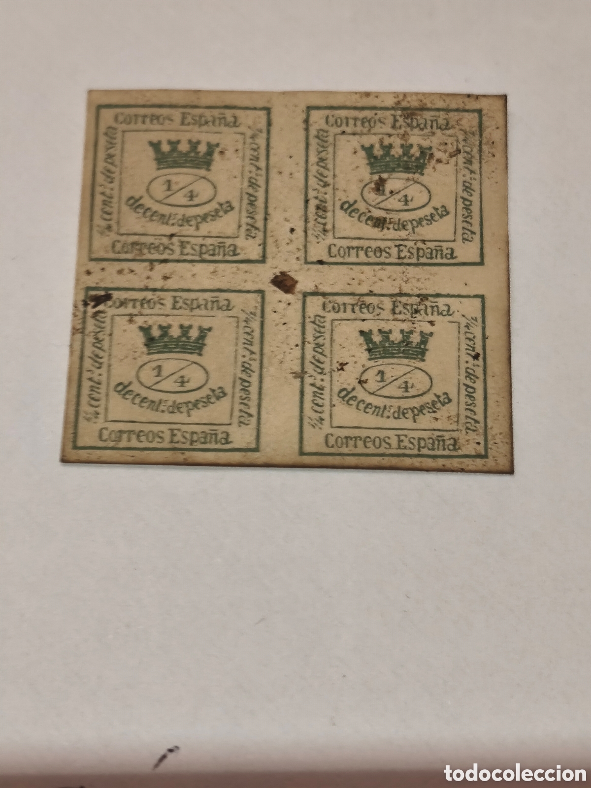Francobolli: Sello cl&aacute;sico de Espa&ntilde;a n 115 nuevo con goma** muy escaso,4 cuartos azul ,ver