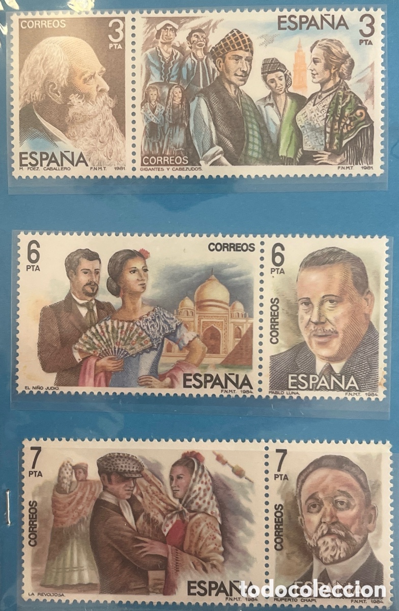 Sellos: Lote 3 parejas / sellos con vi&ntilde;eta Espa&ntilde;a - Zarzuela y Teatro L&iacute;rico (1981-1984)
