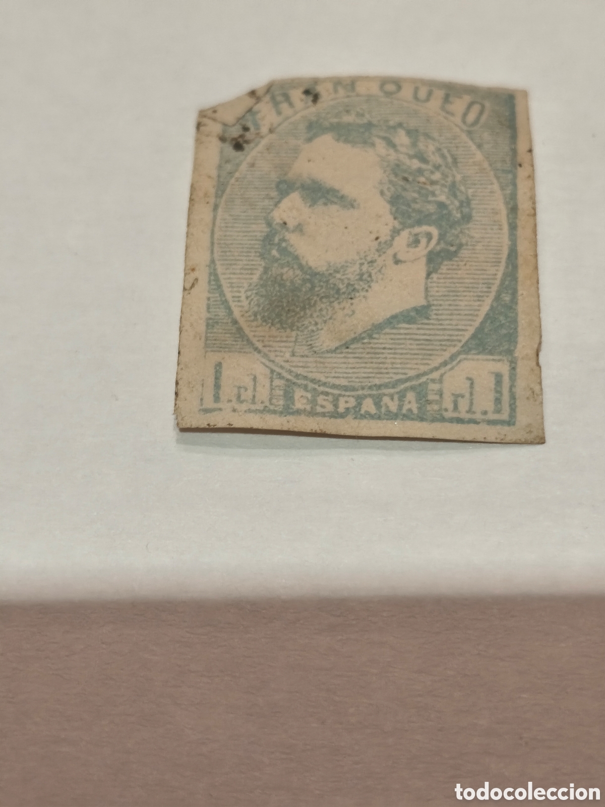 Sellos: Sello cl&aacute;sico carlista de Espa&ntilde;a n 165, nuevo con goma** 1:real azul ,esquina mal cortada ver