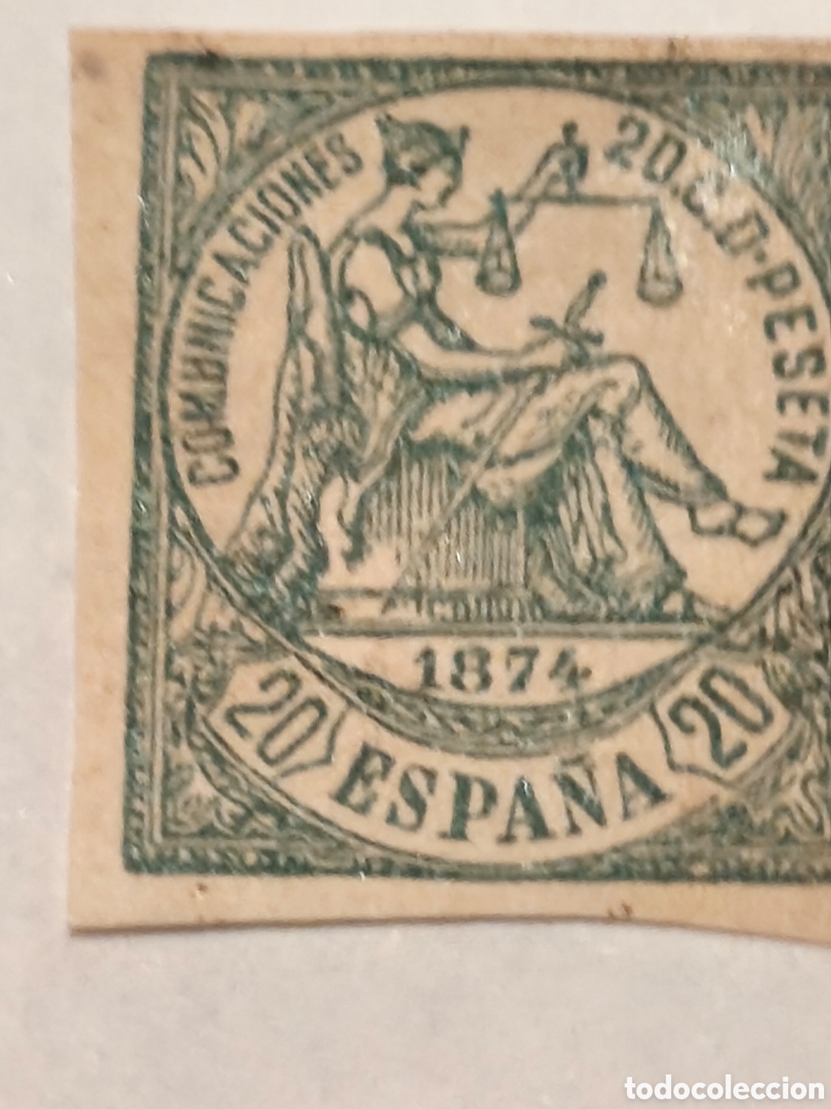 Sellos: Sello cl&aacute;sico de Espa&ntilde;a n 146A,variedad sin dentar escaso nuevo con su goma** 20 cts verde ,ver