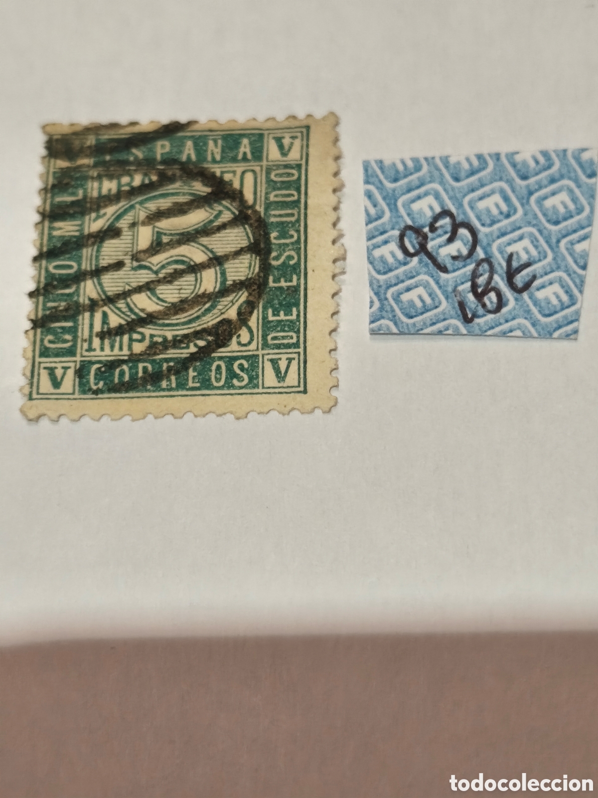 Timbres: Sello cl&aacute;sico. De Espa&ntilde;a n 73 usado parrilla ,5 cts verde,escaso ,ver