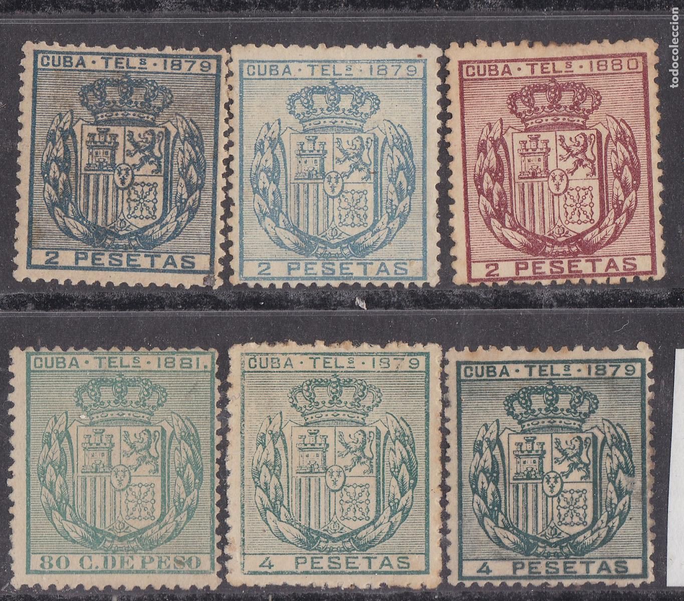 Selos: FC-272-Cl&aacute;sicos CUBA TELEGRAFOS 1879/81 x 6 Sellos Nuevos + 60 Euros