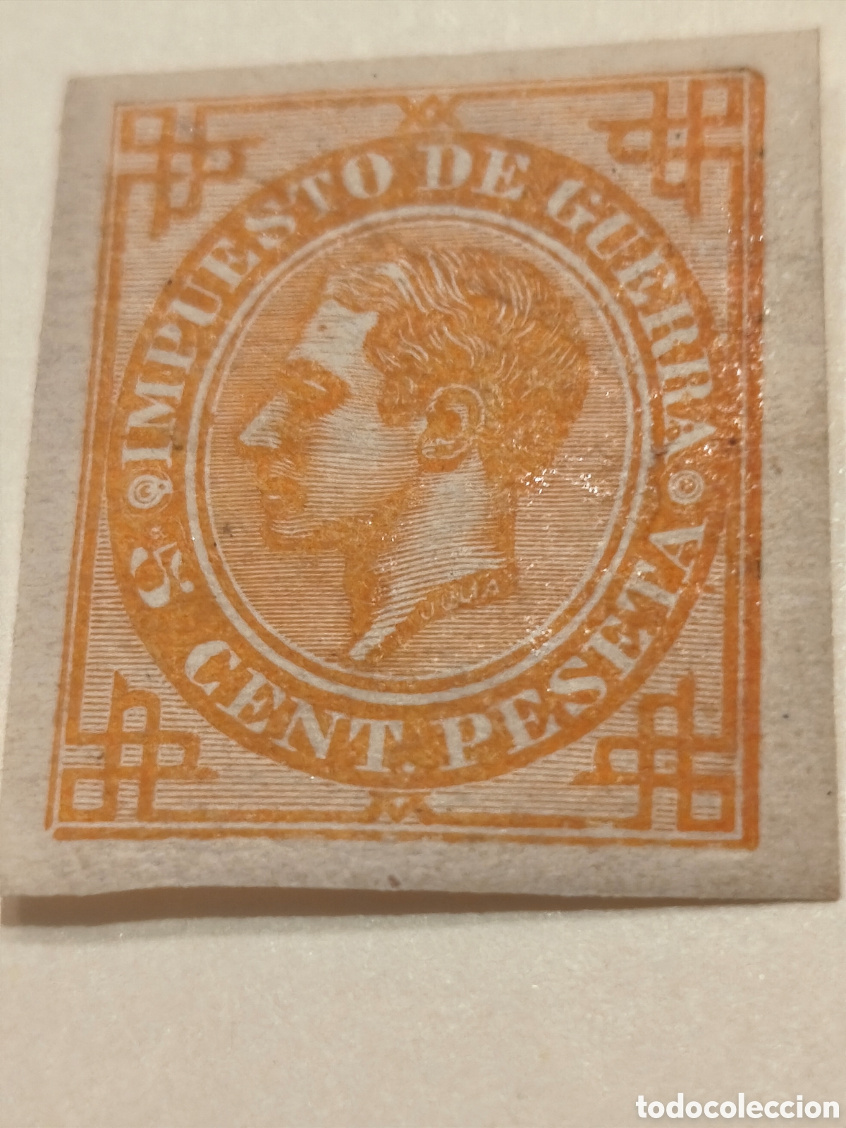 Sellos: Sello cl&aacute;sico de Espa&ntilde;a n 183 ,ensayo de color no adoptado muy escaso sin dentar 5 cts naranja ver,g