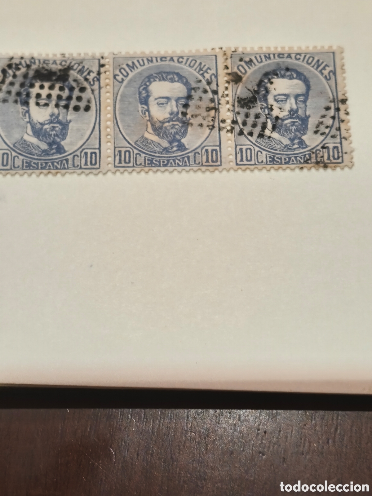 Sellos: Tira de 3 sellos n 201 Amadeo usados 19 cts ultramar ver