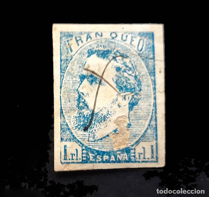 Sellos: 1873 Edifil 156 Correo Carlista 1 real azul