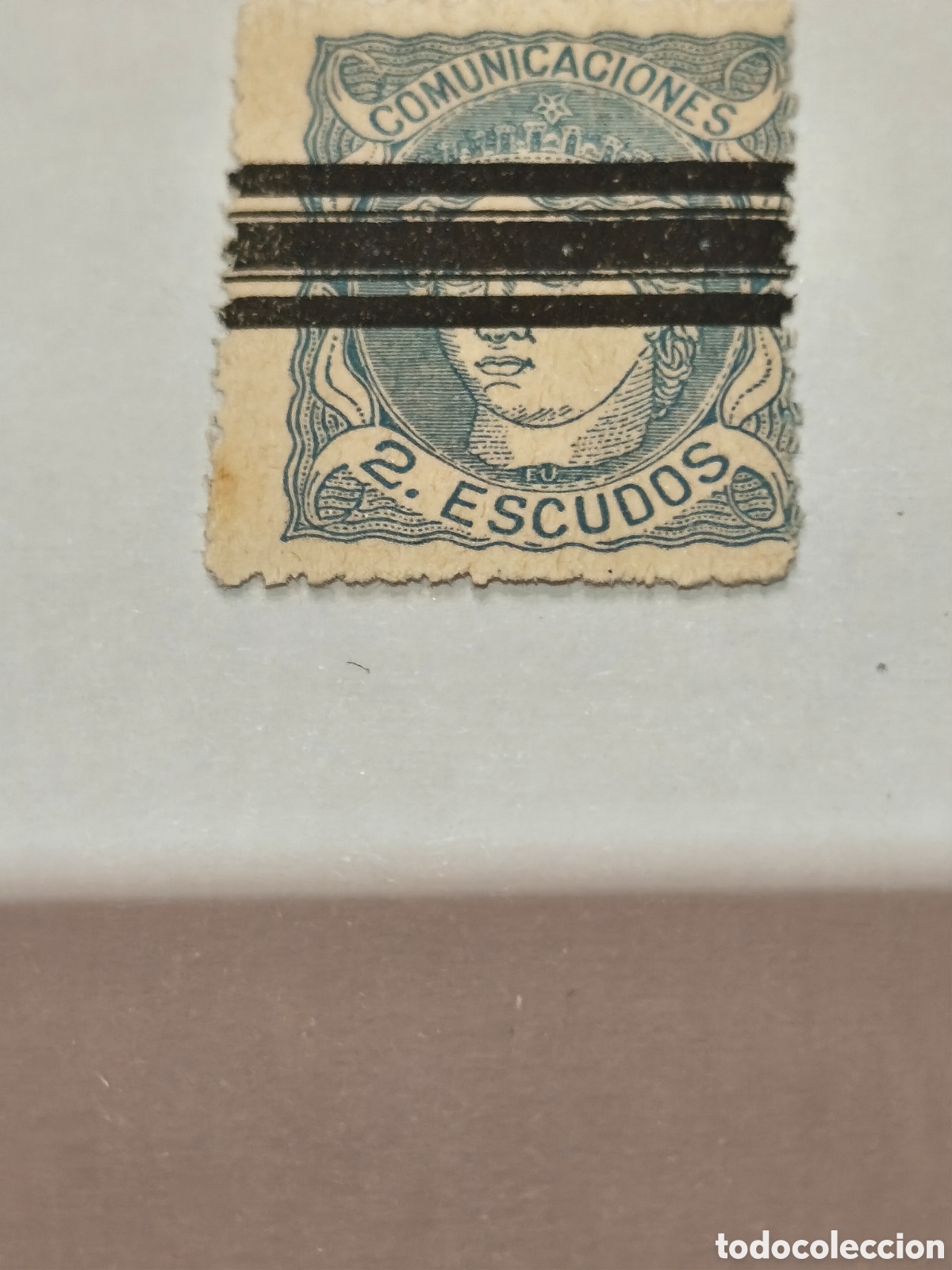 Sellos: Sello cl&aacute;sico de Espa&ntilde;a n 112 nuevo barrado muy escaso 2 escudos azul ver las imsgenes