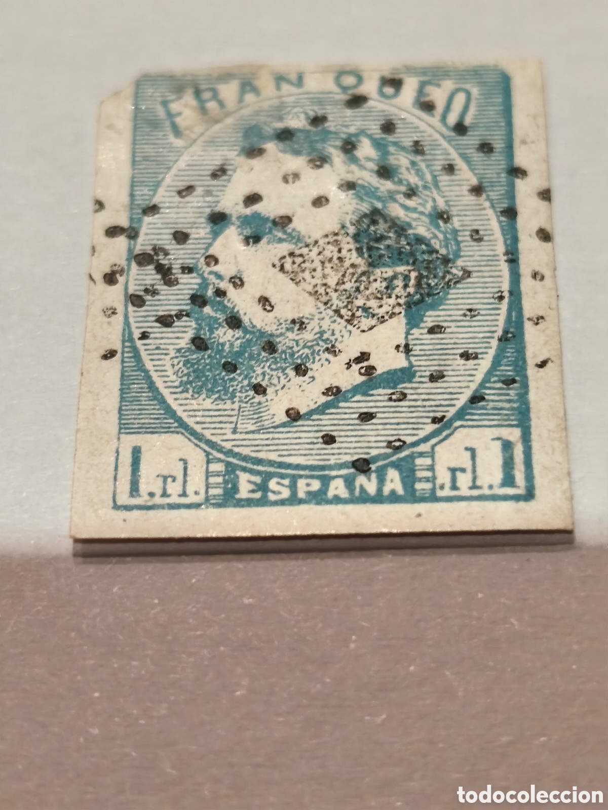 Sellos: Sello cl&aacute;sico carlista Espa&ntilde;a usado rombo de puntos 1 real azul muy dif&iacute;cil ver imagenes