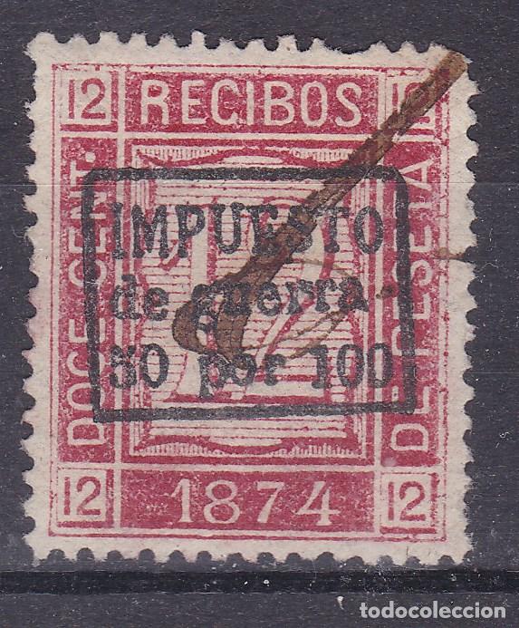 Sellos: AA6-FISCALES RECIBOS 1874 Sobrecarga IMPUESTO GUERRA , Raro. Perfecto
