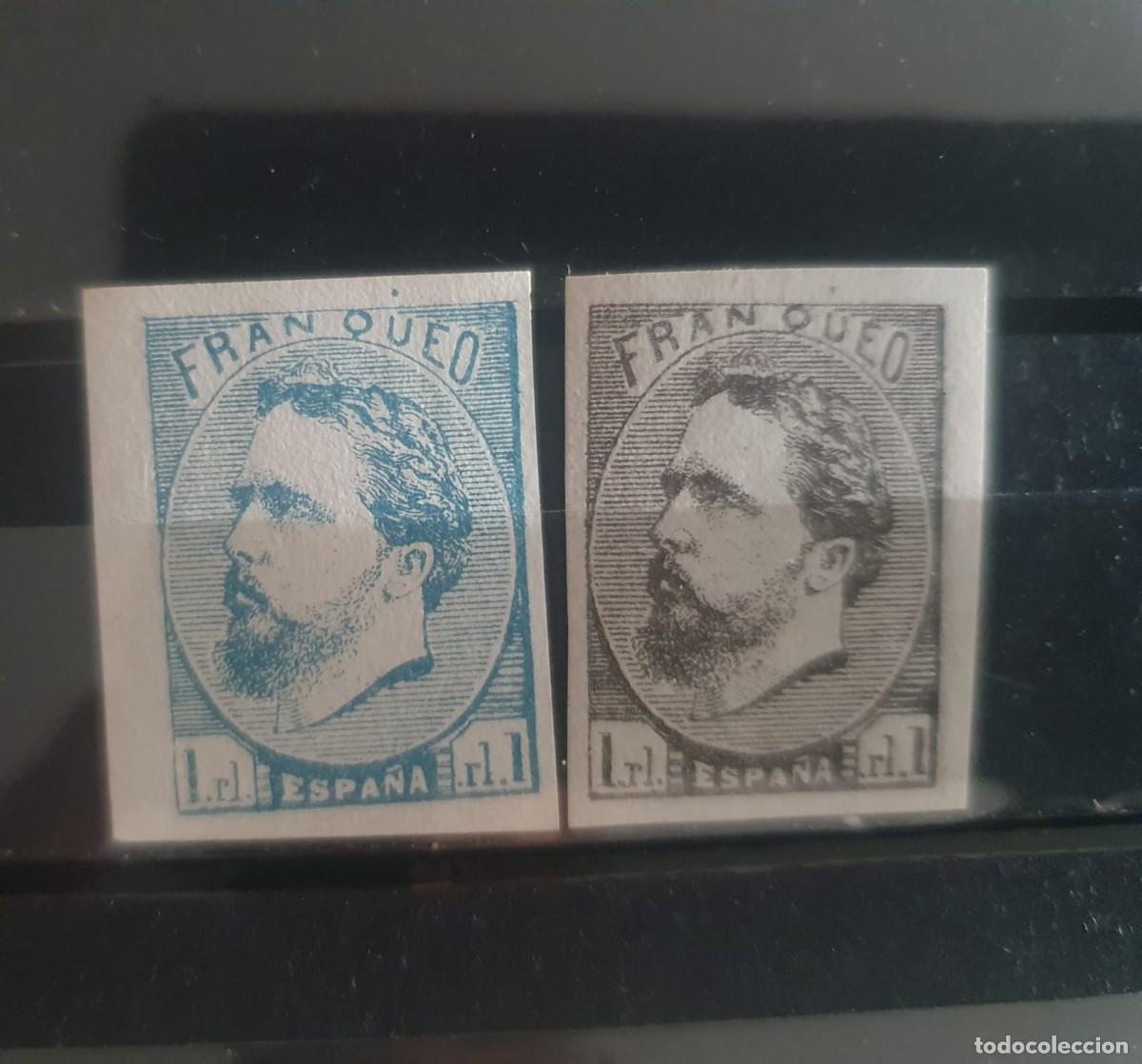 Sellos: EDIFIL 156 * CARLOS VII FALSO + VARIEDAD COLOR