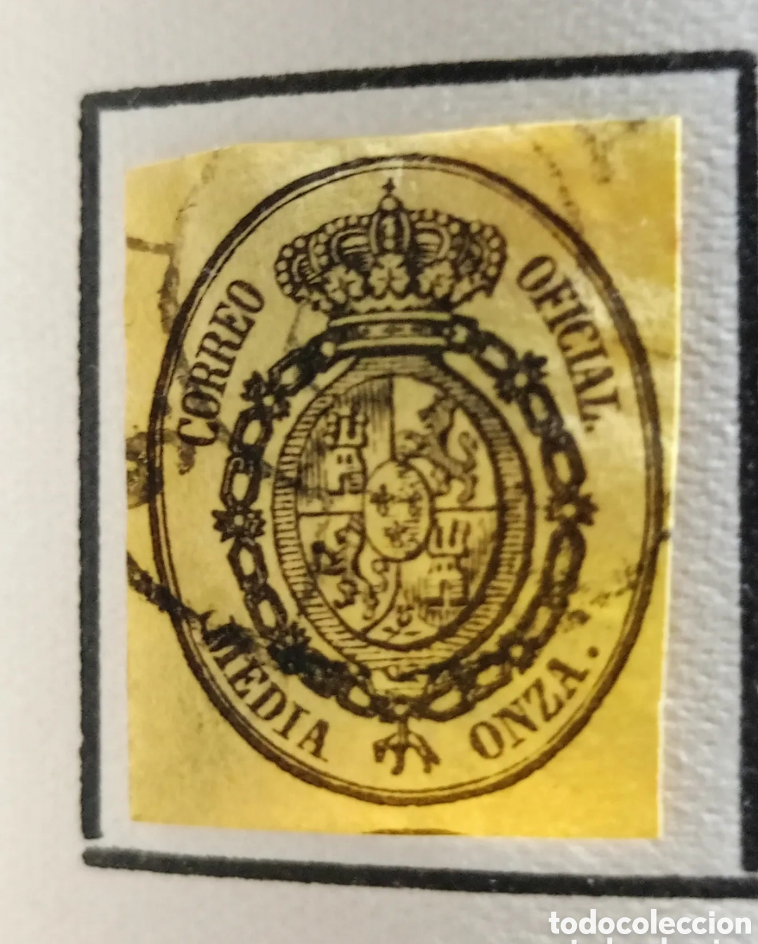 Stamps: Espa&ntilde;a - Clasico 1850-1900 - 1855 - Correo - N&ordm; 00035 - (*) - 1/2 Onza 1855 Amarillo - Escudo