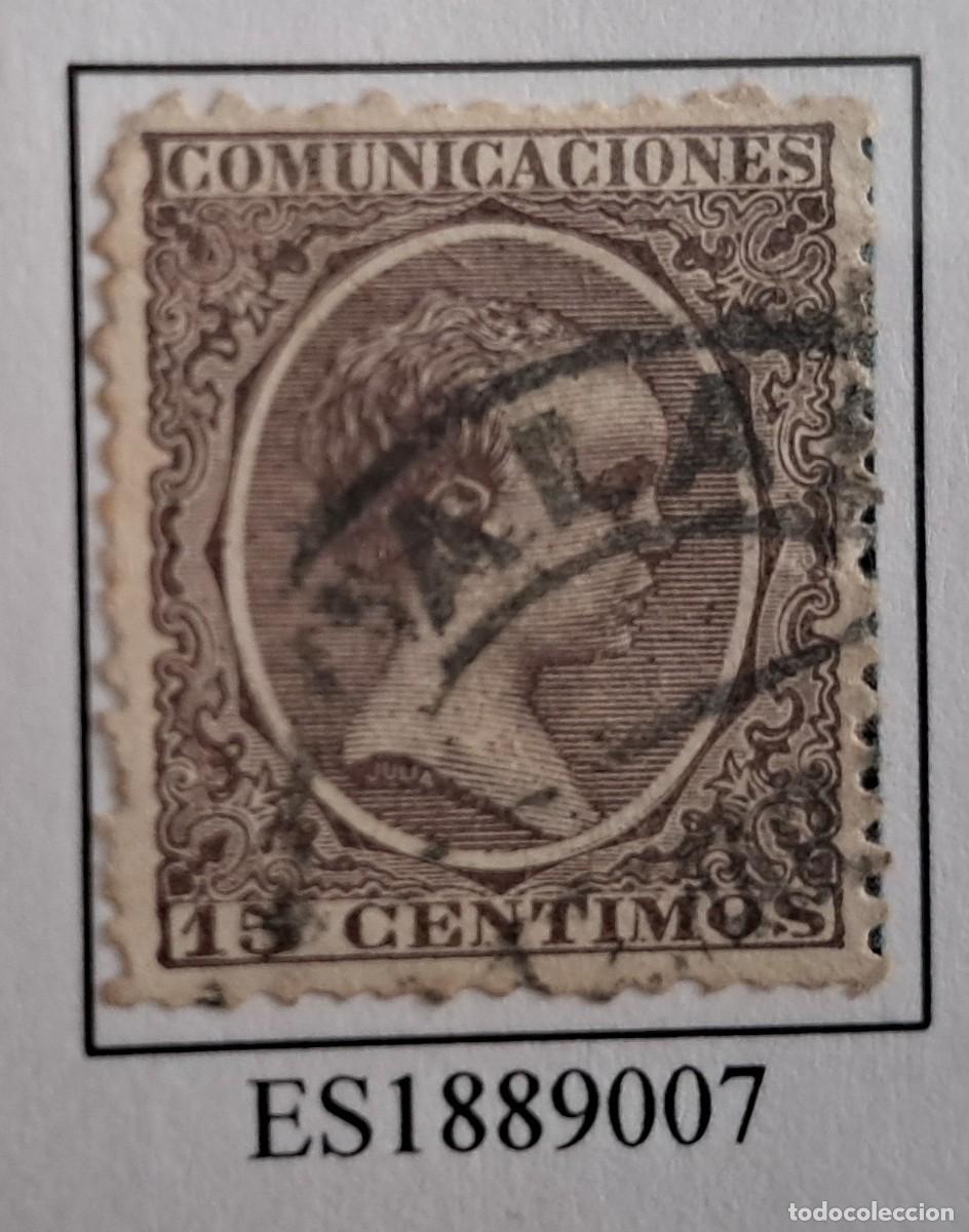 Sellos: Sello Espa&ntilde;a 1889 - Alfonso XIII &rdquo;El Pel&oacute;n&rdquo; - 15 c&eacute;ntimos - Edifil 219. matasellado.