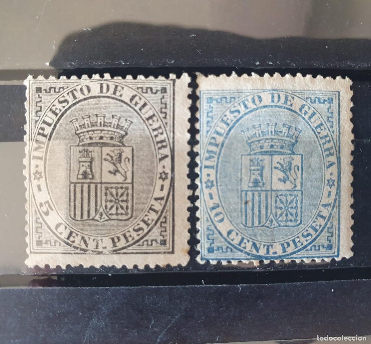 Sellos: SERIE COMPLETA EDIFIL 141 * + 142 * ESCUDO ESPA&Ntilde;A REPUBLICA 1874