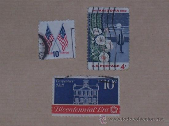 Sellos: LOTE DE 3 SELLOS ESTADOS UNIDOS , ARIZONA ( CON FIJASELLOS  )