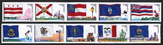 Briefmarken: USA 2008 FLAGS OF OUR NATION SET 2 OF 10 SC 4283-92, MI 4423-32, SG 4890-99, YV 4093-102
