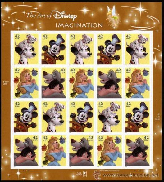 Stamps: ESTADOS UNIDSO 2008 ARTE DE DISNEY IMAGINACI&Oacute;N PLIEGO DE 20V MNH SC 4342-45sp YT F4087-90