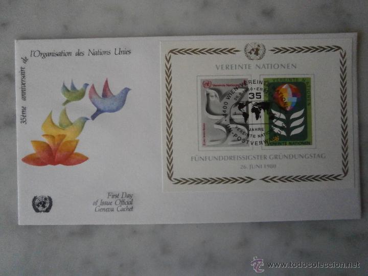 Francobolli: SOBRE PRIMER DIA-NACIONES UNIDAS,ONU-ADMINISTRACION DE VIENA-PALOMA DE LA PAZ