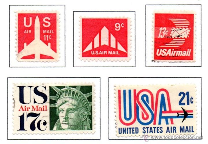 Sellos: USA.- SELLO CORREO A&Eacute;REO, A&Ntilde;O 1971/73, EN USADO