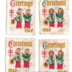 Sellos: LOTE DE 4 SELLO CHRISTMAS GREETINGS 1960 U.S.A - ESTADOS UNIDOS DE AMERICA NUEVOS SIN USAR. Lote 49318466