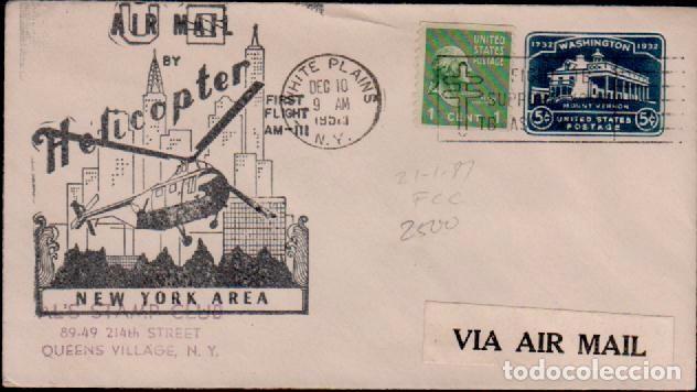 Briefmarken: C3-16 (7) EE.UU. Carta circulada en el PRIMER VUELO EN HELICOPTERO  entre  WHITE PLAINS y QUEENS VIL