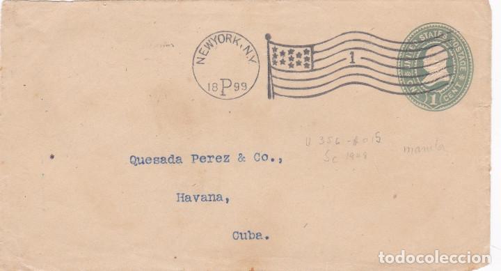Timbres: 10114 -EE.UU. TARJETA COMERCIAL CIRCULADA DE NEW YOR K A HABANA (CUBA) A&Ntilde;O 1899