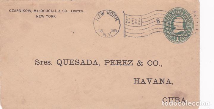 Timbres: 10115 -EE.UU. TARJETA COMERCIAL CIRCULADA DE NEW YOR K A HABANA (CUBA) A&Ntilde;O 1899