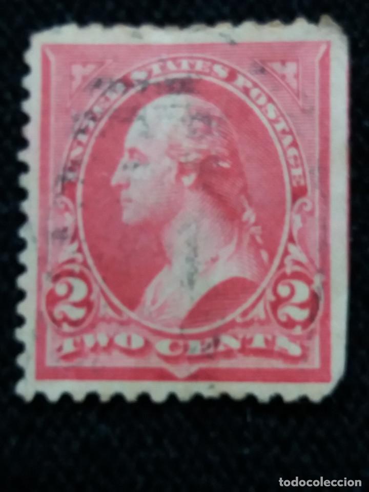 Sellos: UNITED STATES, WASHINGTON, 2 CENTS, A&Ntilde;O 1894. LATERAL SIN DENTAR.