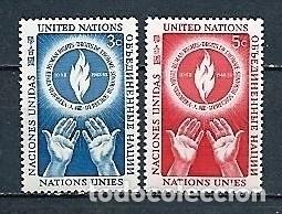Sellos: Naciones Unidas, oficina de Nueva York,Derechos del hombre,1953,yvert 21-22,nuevo