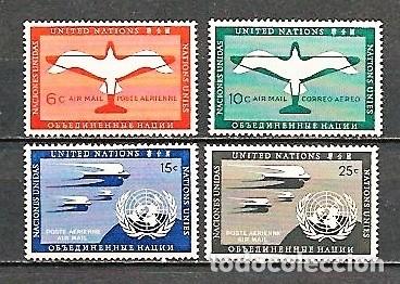 Sellos: Naciones Unidas, oficina de Nueva York,correo a&eacute;reo,1951-1957,yvert 1-4,nuevos
