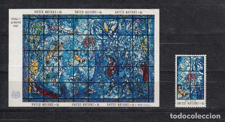 Sellos: NACIONES UNIDAS. A&Ntilde;O 1967. VIDRIERAS DE CHAGALL. YVER HB 4** Y 174** NUEVOS SIN CHARNELA