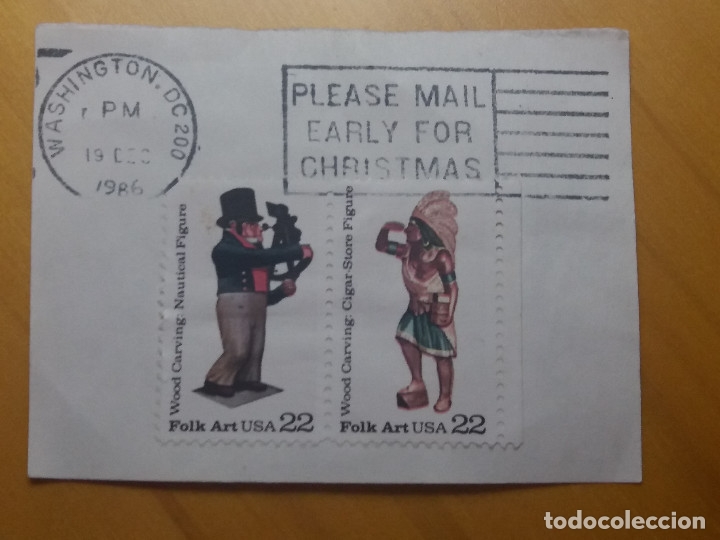 Timbres: U.S. AMERICA, 22 CENTS, U,S FOLK ART, A&Ntilde;O 1996..