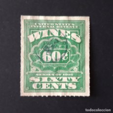 Sellos: 1916 UNITED STATES INTERNAL REVENUE WINES 60 CENT. Lote 183832368
