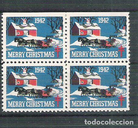 Selos: USA, Cinderella 1942 Christmas x 4, MNH, imperf. top     L.092