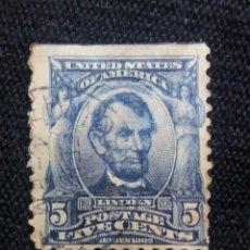 Sellos: UNITED STATES, 5 CENTS, LINCOLN, 1902, 11 PERF.