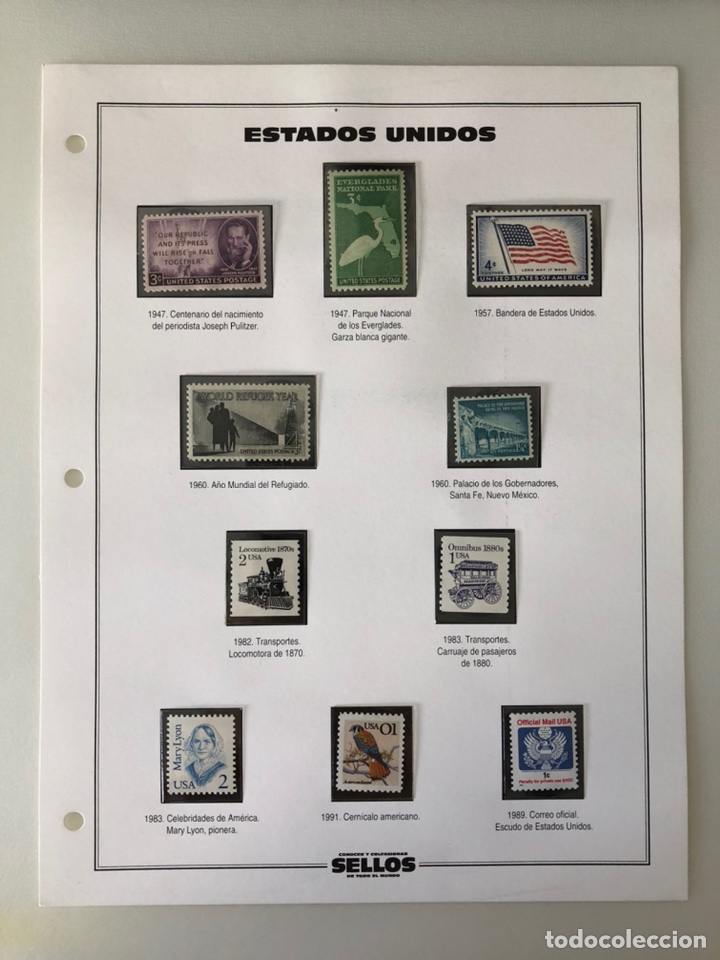 Timbres: Hoja clasificadora con sellos de EE.UU.-1947-1989 ***